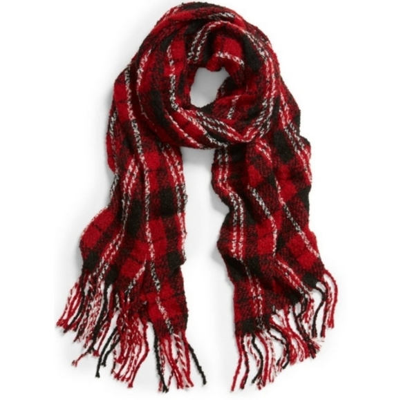 Free People Plaid Fringe Blanket Scarf wrap - Picture 6 of 6